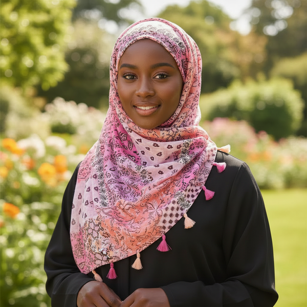 Maryam's Essential Printed Cotton Viscose Tassels Hijab