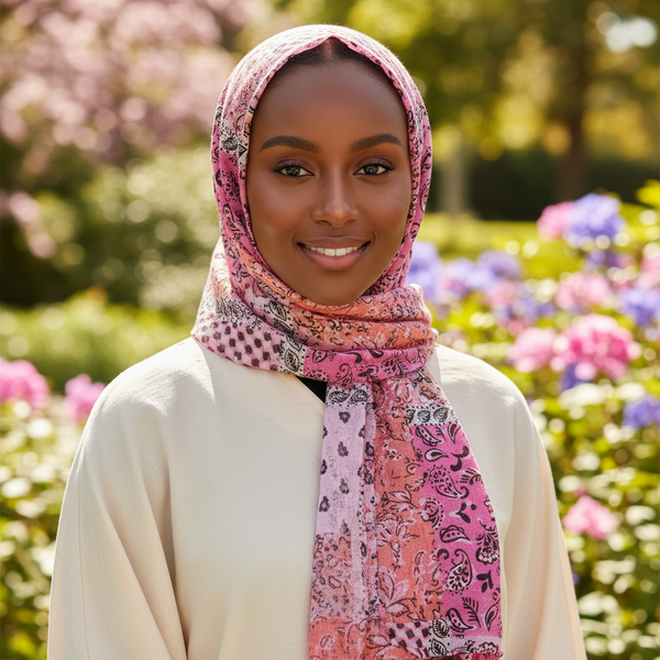 Maryam's Essential Printed Cotton Viscose Tassels Hijab