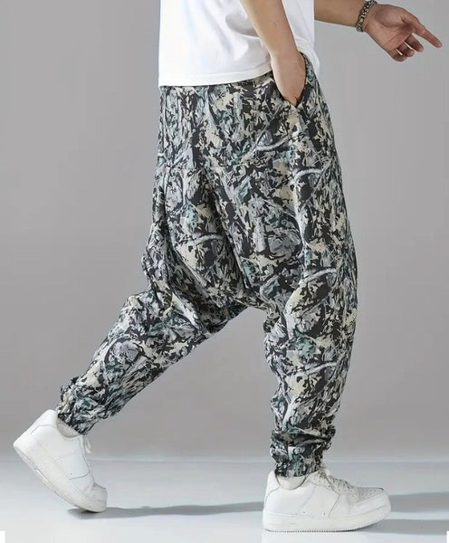 Maryam’s Essential Men’s Ethnic Vintage Pattern Stitching Print Harem Baggy Trouser