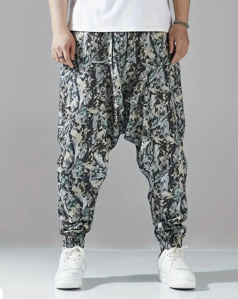Maryam’s Essential Men’s Ethnic Vintage Pattern Stitching Print Harem Baggy Trouser