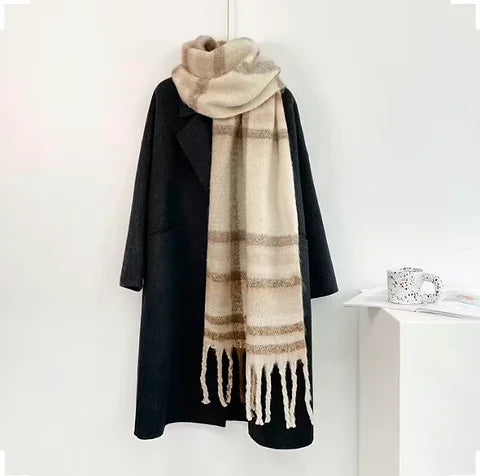 Maryam’s Essential Large Plaid Mohair Chunky Cashmere Scarf