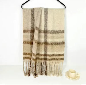 Maryam’s Essential Large Plaid Mohair Chunky Cashmere Scarf
