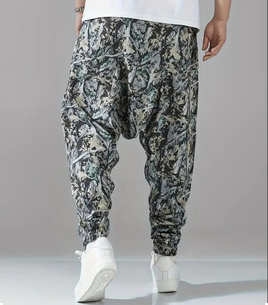 Maryam’s Essential Men’s Ethnic Vintage Pattern Stitching Print Harem Baggy Trouser
