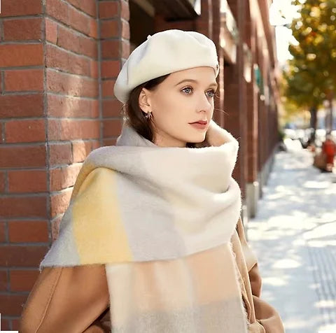 Maryam’s Essential Ultra Large Plaid Mohair Chunky Cashmere Scarf