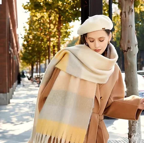 Maryam’s Essential Ultra Large Plaid Mohair Chunky Cashmere Scarf