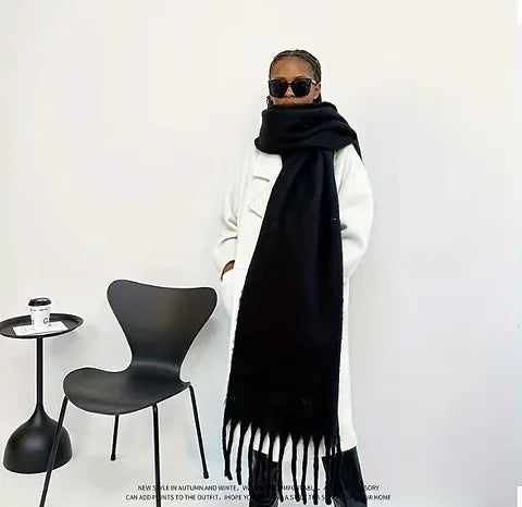 Maryam’s Essential Ultra Large Plaid Mohair Chunky Cashmere Scarf