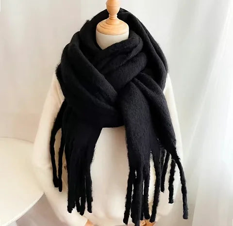 Maryam’s Essential Ultra Large Plaid Mohair Chunky Cashmere Scarf