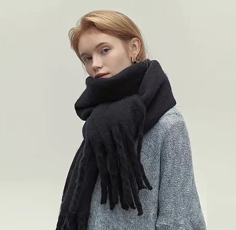 Maryam’s Essential Ultra Large Plaid Mohair Chunky Cashmere Scarf