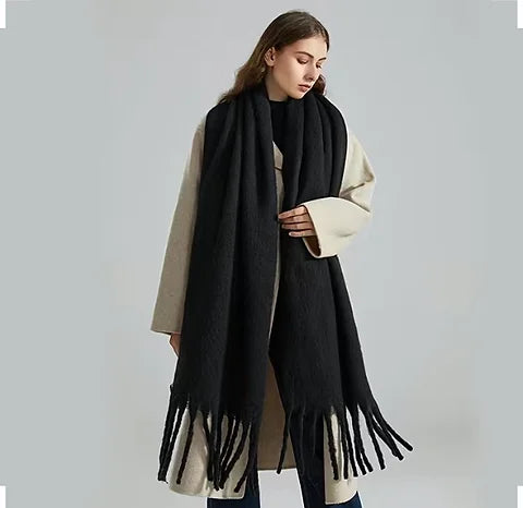 Maryam’s Essential Ultra Large Plaid Mohair Chunky Cashmere Scarf