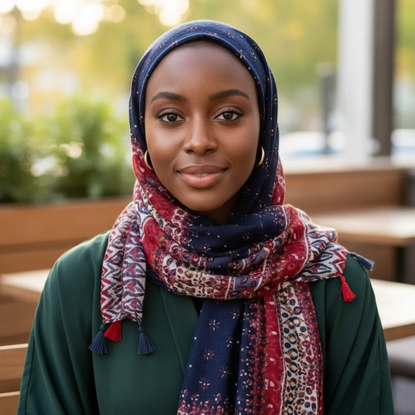 Maryam’s Essential Printed Cotton Viscose Tassels Hijab