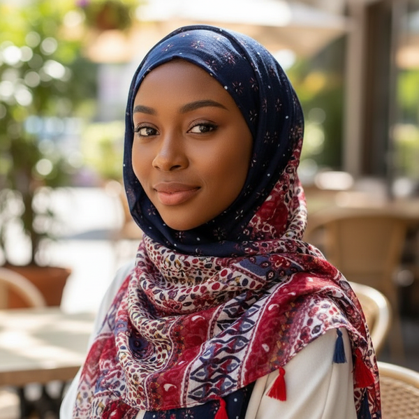 Maryam’s Essential Printed Cotton Viscose Tassels Hijab