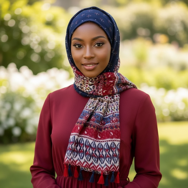 Maryam’s Essential Printed Cotton Viscose Tassels Hijab