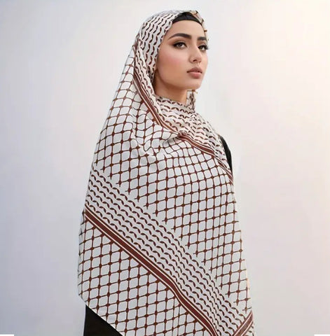 Maryam’s Essential Elegant Lightweight Arabian Print Chiffon Hijab/Shawl
