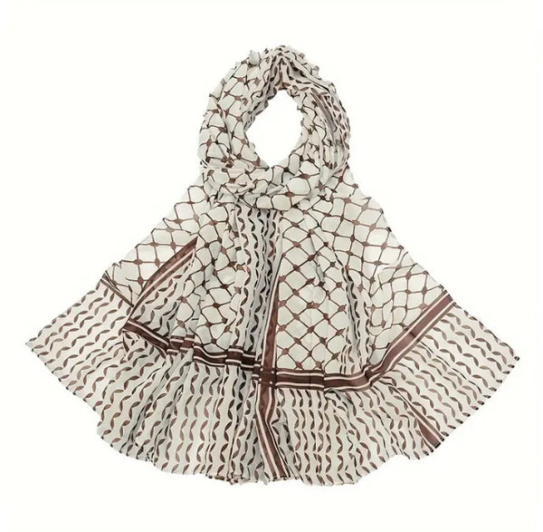 Maryam’s Essential Elegant Lightweight Arabian Print Chiffon Hijab/Shawl