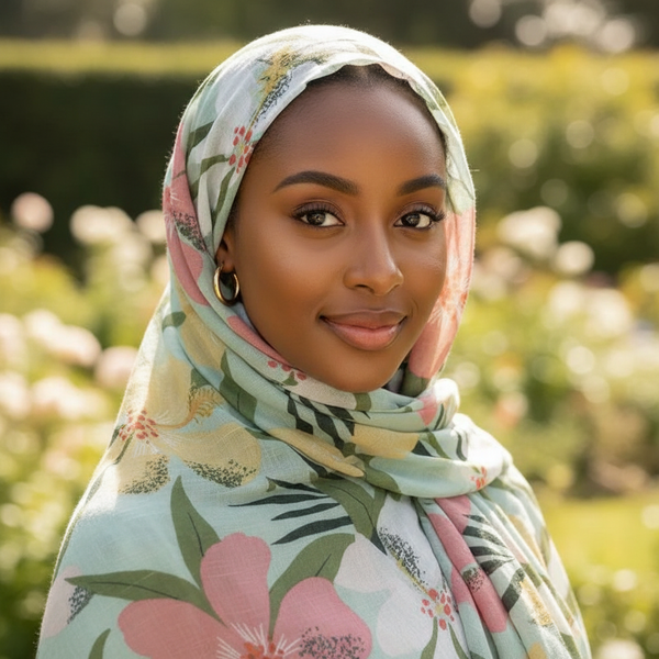 Maryam's Essential Floral Printed Cotton Viscose Tassels Hijab