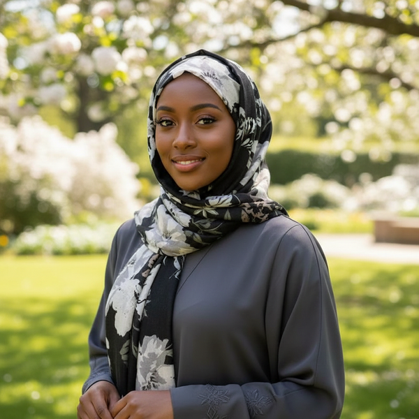 Maryam's Essential Floral Printed Cotton Viscose Tassels Hijab