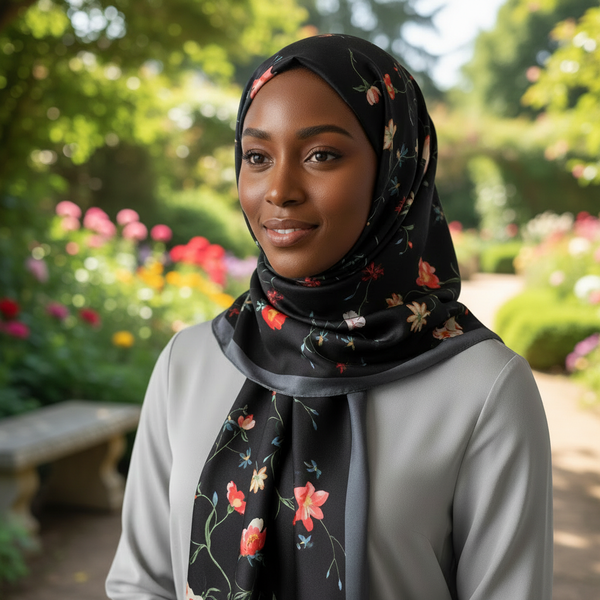 Maryam's Essential Stunning Silk Satin Printed Shawl/Hijab