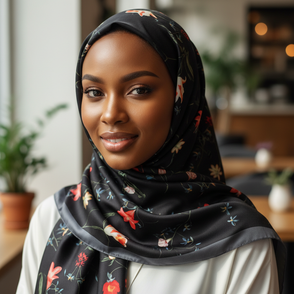 Maryam's Essential Stunning Silk Satin Printed Shawl/Hijab
