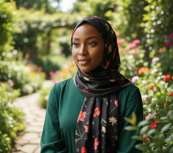 Maryam's Essential Stunning Silk Satin Printed Shawl/Hijab