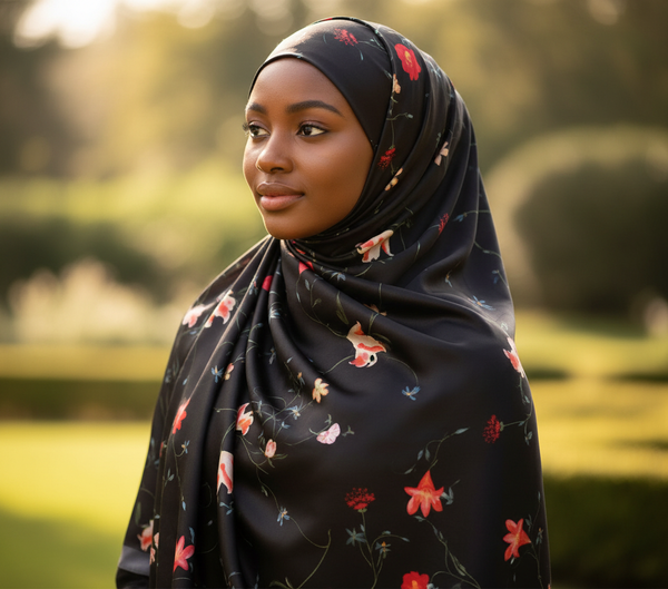 Maryam's Essential Stunning Silk Satin Printed Shawl/Hijab