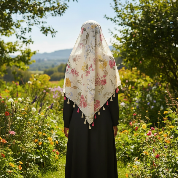 Maryam's Essential Flower Printed Cotton Linen Tassels Hijab