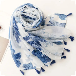 Maryam's Essential Printed Cotton Viscose Tassels Hijab/Shawl