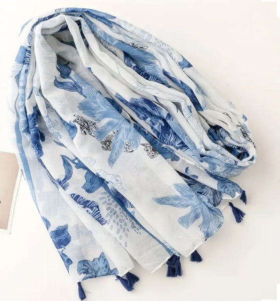 Maryam's Essential Printed Cotton Viscose Tassels Hijab/Shawl