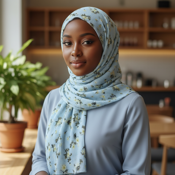 Maryam’s Essential Premium Printed Pleated Chiffon Hijab