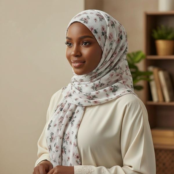 Maryam’s Essential Premium Printed Pleated Chiffon Hijab
