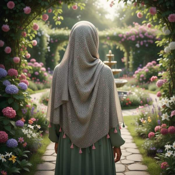 Maryam's Essential Floral Printed Cotton Viscose Tassels Hijab