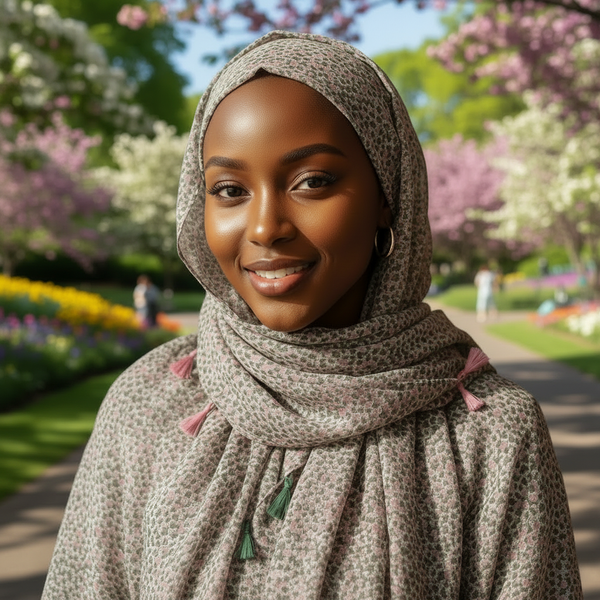 Maryam's Essential Floral Printed Cotton Viscose Tassels Hijab