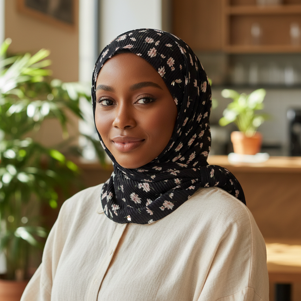 Maryam’s Essential Premium Printed Pleated Chiffon Hijab