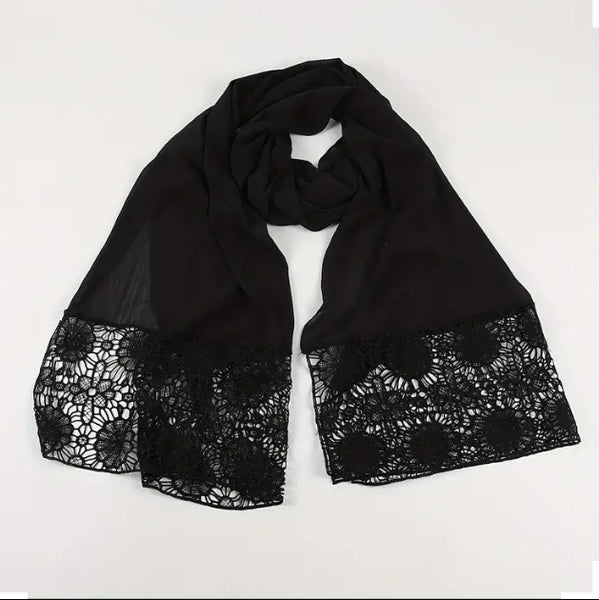 Maryam's Diamond Style Plain Cotton Lace Trim Hijab