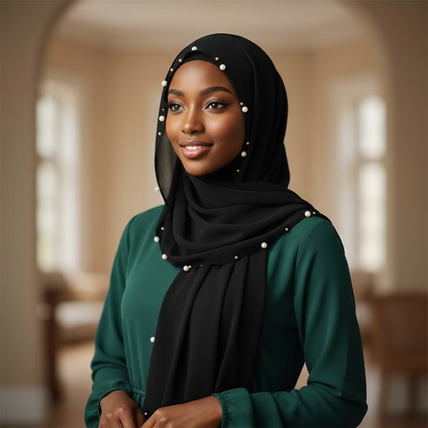 Maryam's Essential Premium Chiffon with Golden Beads Hijab