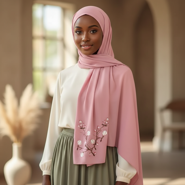 Maryam's Essential Premium Bubble Plant Pattern Chiffon Hijab/Scarf