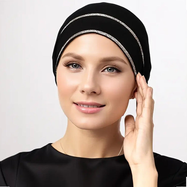 Maryam’s Essential Diamanté Layered Tie Back  Cap for Hijabs