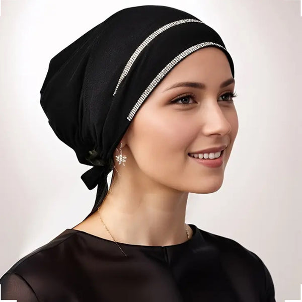 Maryam’s Essential Diamanté Layered Tie Back  Cap for Hijabs