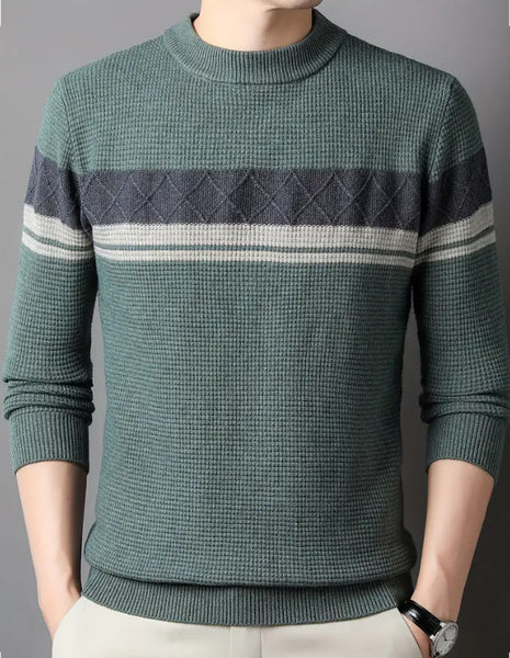 Maryam’s Essential Men Casual Geometric Knit Crew Neck Pullover Sweater