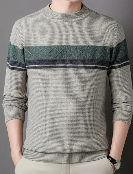 Maryam’s Essential Men Casual Geometric Knit Crew Neck Pullover Sweater