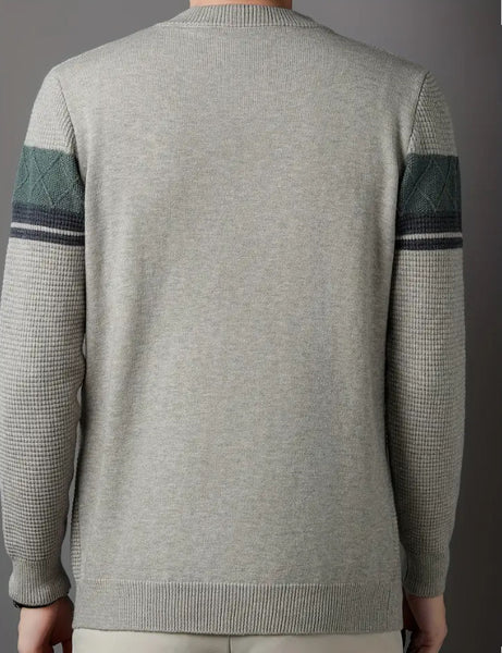 Maryam’s Essential Men Casual Geometric Knit Crew Neck Pullover Sweater