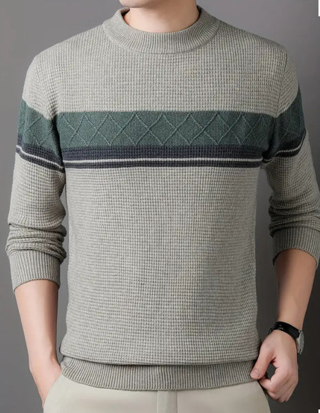 Maryam’s Essential Men Casual Geometric Knit Crew Neck Pullover Sweater