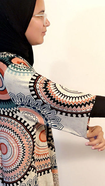 Maryam’s Essential Arabian Vintage Print Crew Neck Short Sleeves Dresses