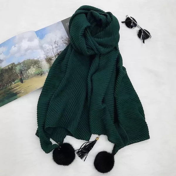 Maryam's Essential Premium Cotton Viscose Pleated Crinkle with Pom Pom Hijab