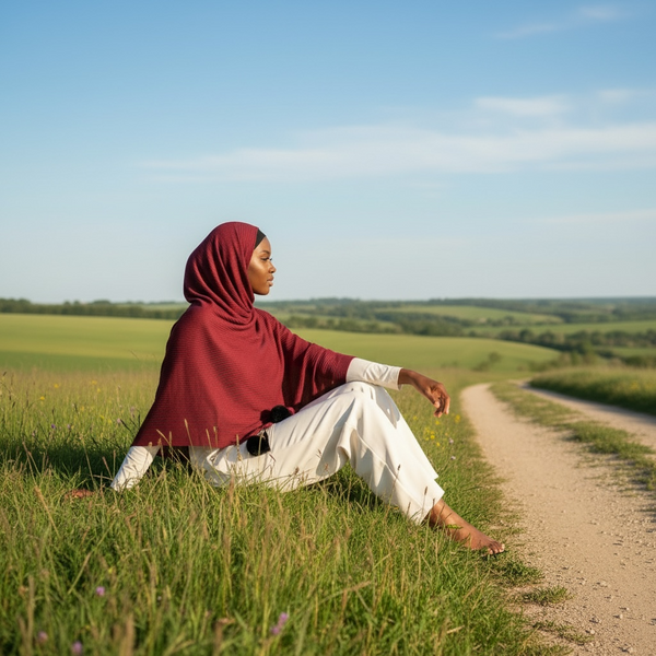 Maryam's Essential Premium Cotton Viscose Pleated Crinkle with Pom Pom Hijab