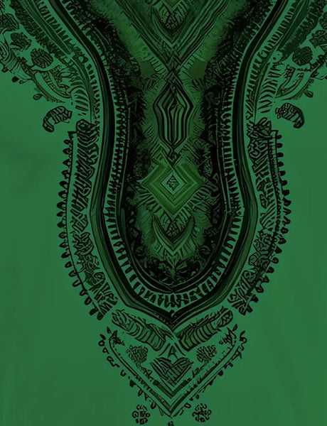 Maryam’s Essential Men’s Ethnic Style Graphic Pattern Print Crew Neck, Short Sleeve Top Tank