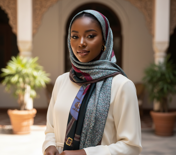 Maryam's Essential Stunning Silk Satin Printed Shawl/Hijab