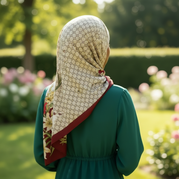 Maryam's Essential Stunning Silk Satin Printed Shawl/Hijab
