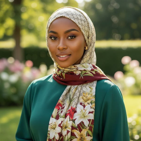 Maryam's Essential Stunning Silk Satin Printed Shawl/Hijab