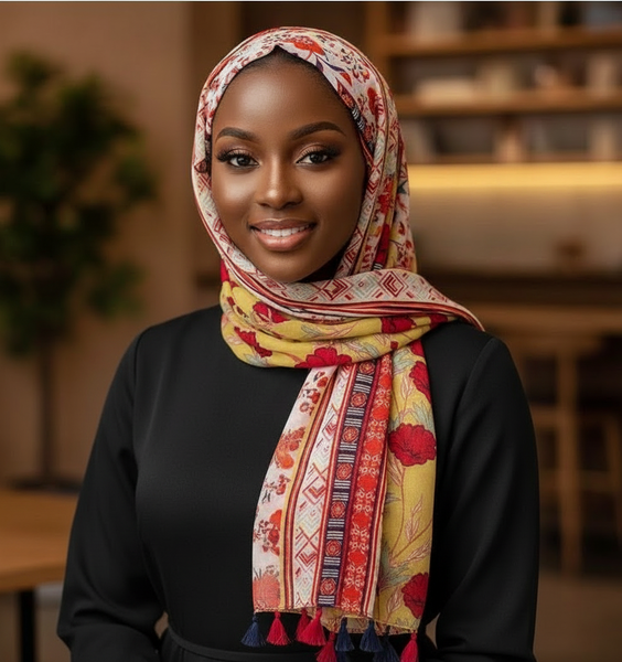 Maryam's Essential Flower Printed Cotton Viscose Tassels Hijab