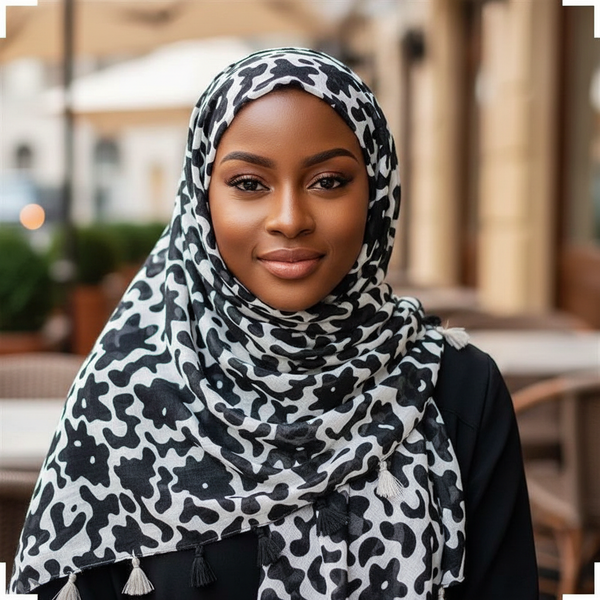 Maryam's Essential Wavy Printed Cotton Viscose Tassels Hijab